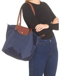 Longchamp Bag Large Le Pliage Tote Water Resistant Blue Shoulder Bag